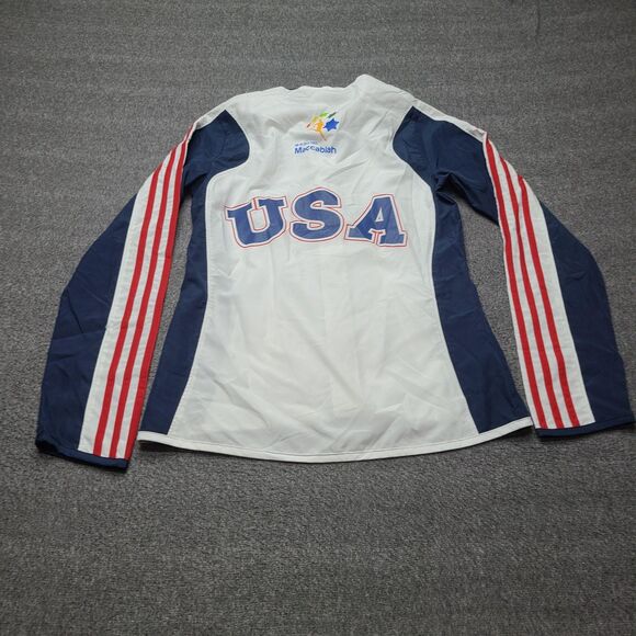 Adidas Jacket Womens XS White Blue Maccabi USA Full Zip 19th Maccabiah Polyester - Picture 7 of 8
